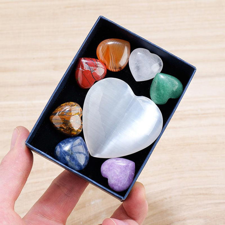 crystal heart gift set with colorful plaster heart