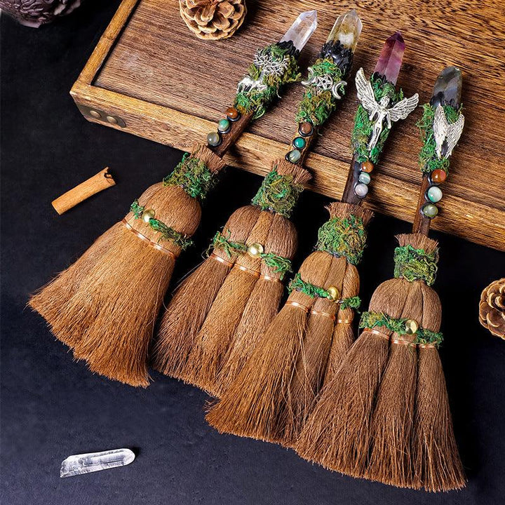 crystal palm cleansing broom magic divination tool