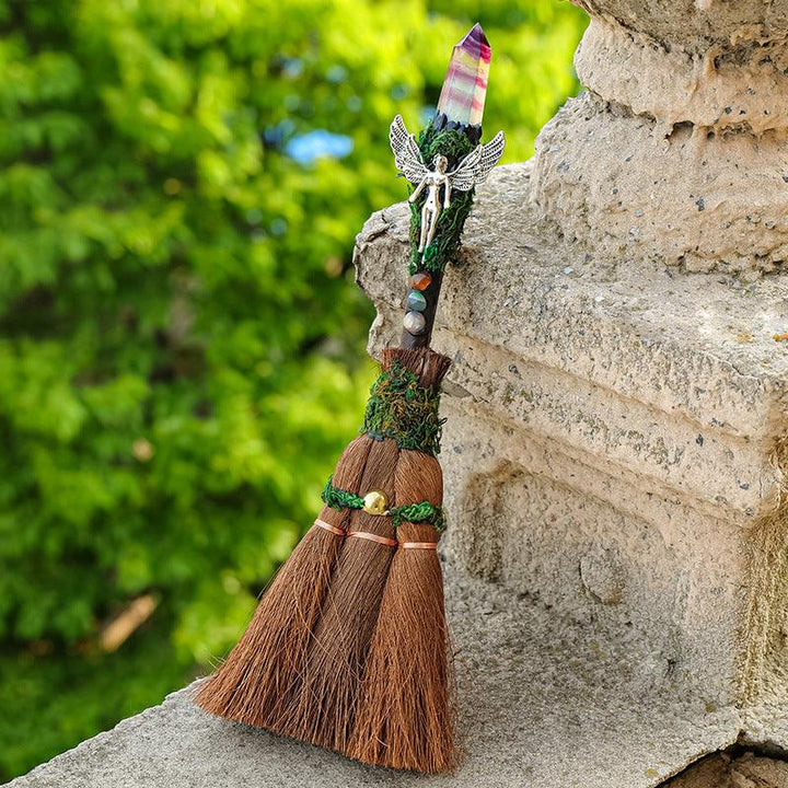 crystal palm cleansing broom magic divination tool