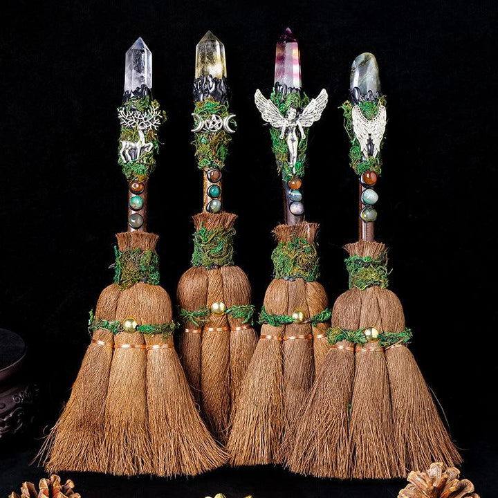 crystal palm cleansing broom magic divination tool