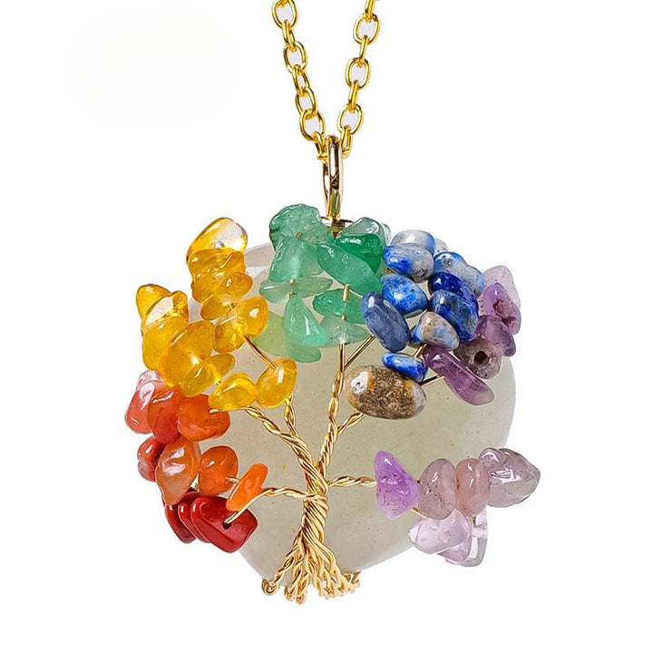 aventurine crystal rainbow tree of life chakra necklace pendant