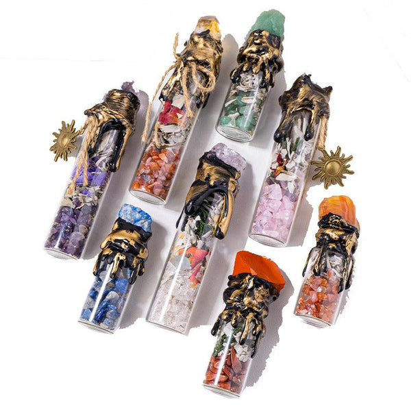 crystal stone magic bottle energy raw stone spell jars