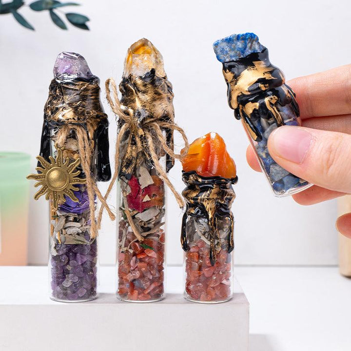 details of crystal stone magic bottle energy raw stone spell jars