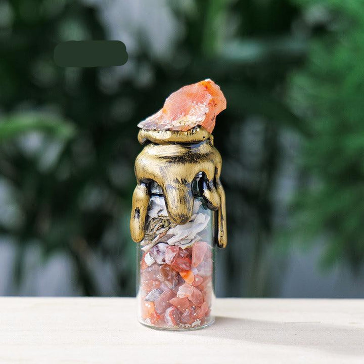details of crystal stone magic bottle energy raw stone spell jars