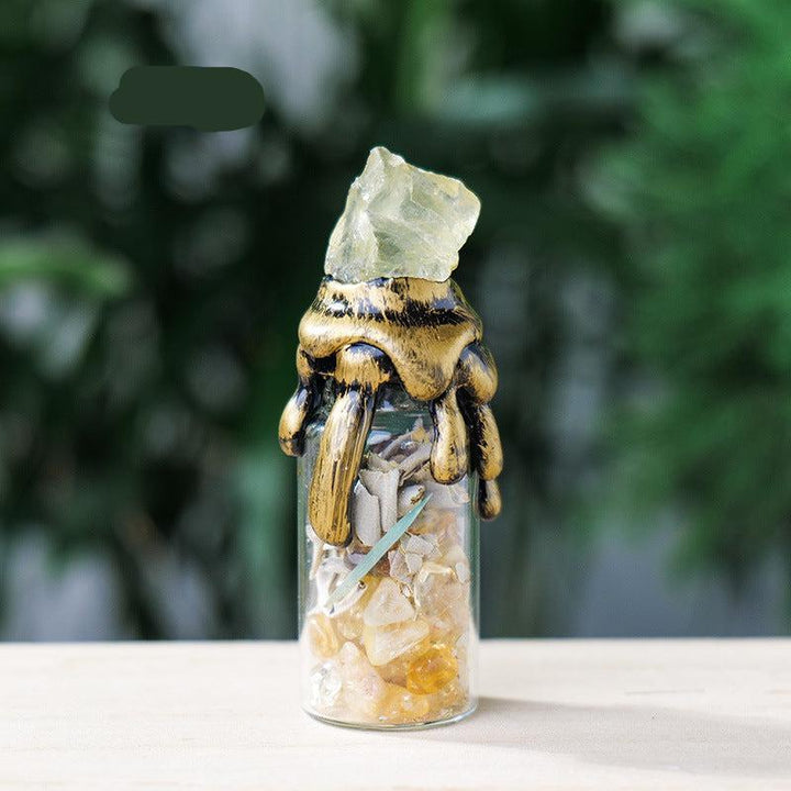 details of crystal stone magic bottle energy raw stone spell jars