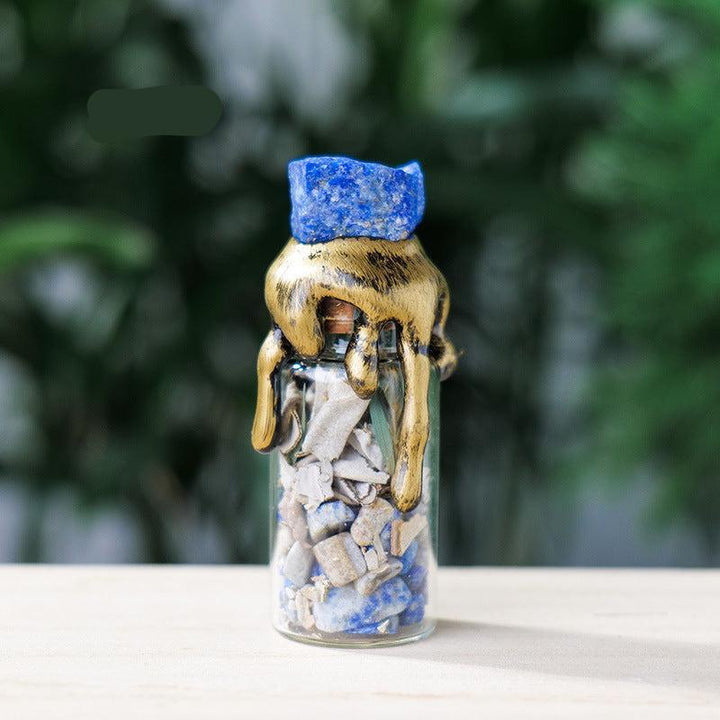 details of crystal stone magic bottle energy raw stone spell jars