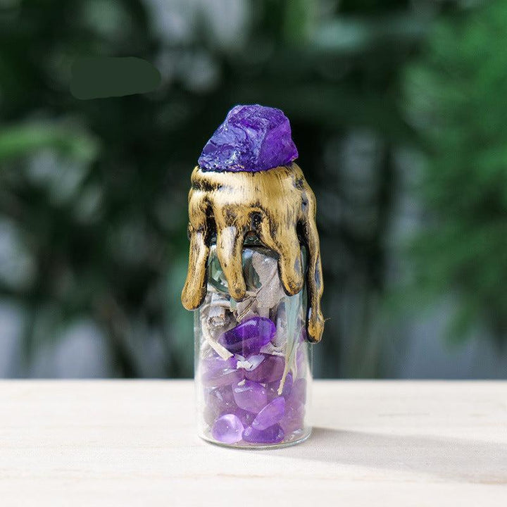 details of crystal stone magic bottle energy raw stone spell jars