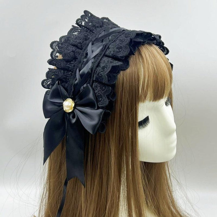 full black gothic lace lolita hair band