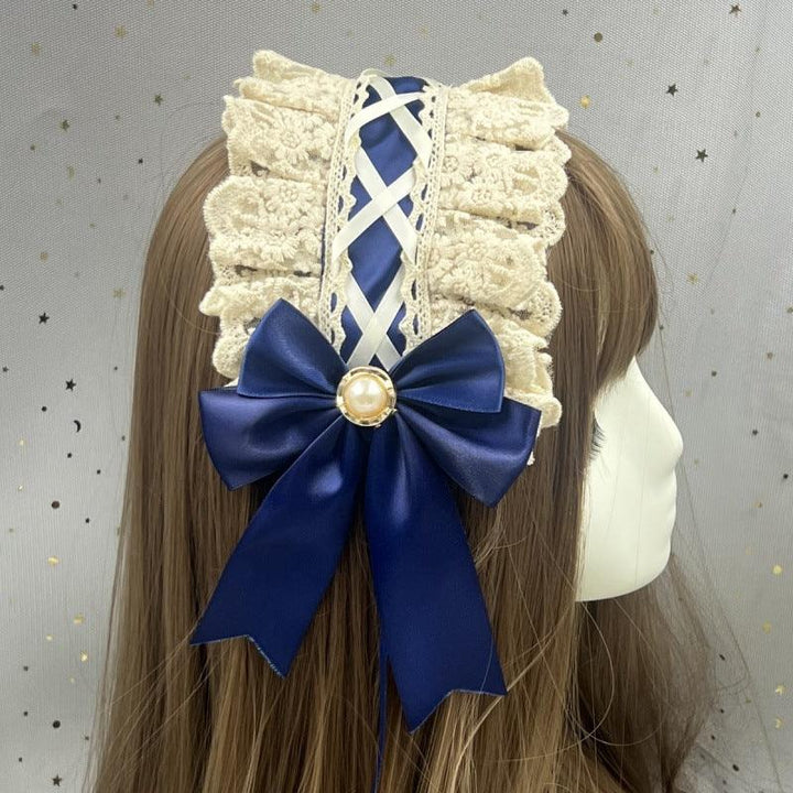 dark blue gothic lace lolita hair band