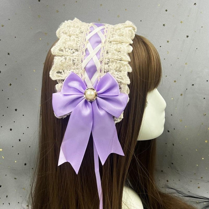 purple and white gothic lace lolita hair band