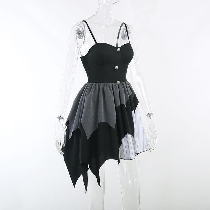 dark-sexy-black-and-white-gothic-batwing-sleeve-sleeveless-dress-08