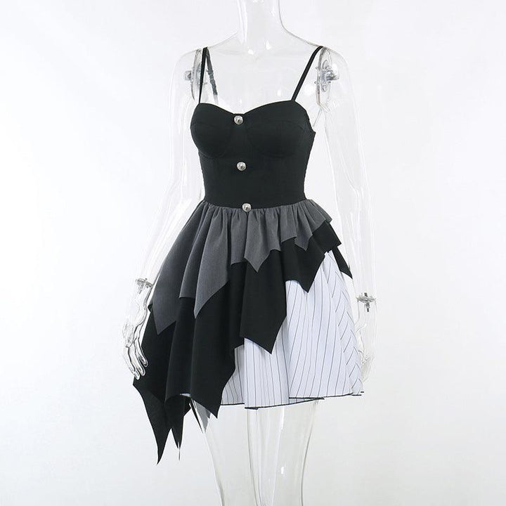 dark-sexy-black-and-white-gothic-batwing-sleeve-sleeveless-dress-09