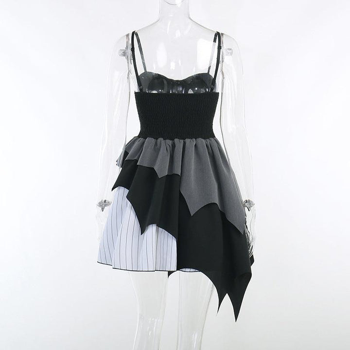 dark-sexy-black-and-white-gothic-batwing-sleeve-sleeveless-dress-10