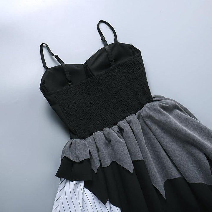 dark-sexy-black-and-white-gothic-batwing-sleeve-sleeveless-dress-11