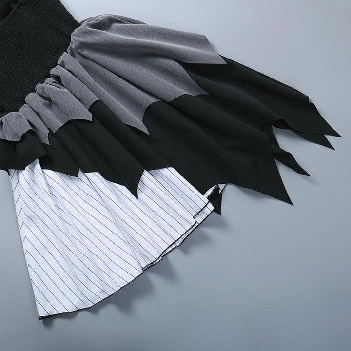 dark-sexy-black-and-white-gothic-batwing-sleeve-sleeveless-dress-14