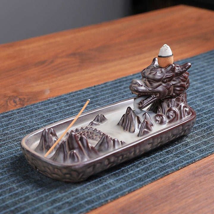 dragon fly under heaven backflow incense burner holder on the table