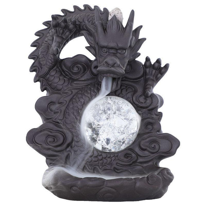 dragon playing with pearls backflow incense burner holder