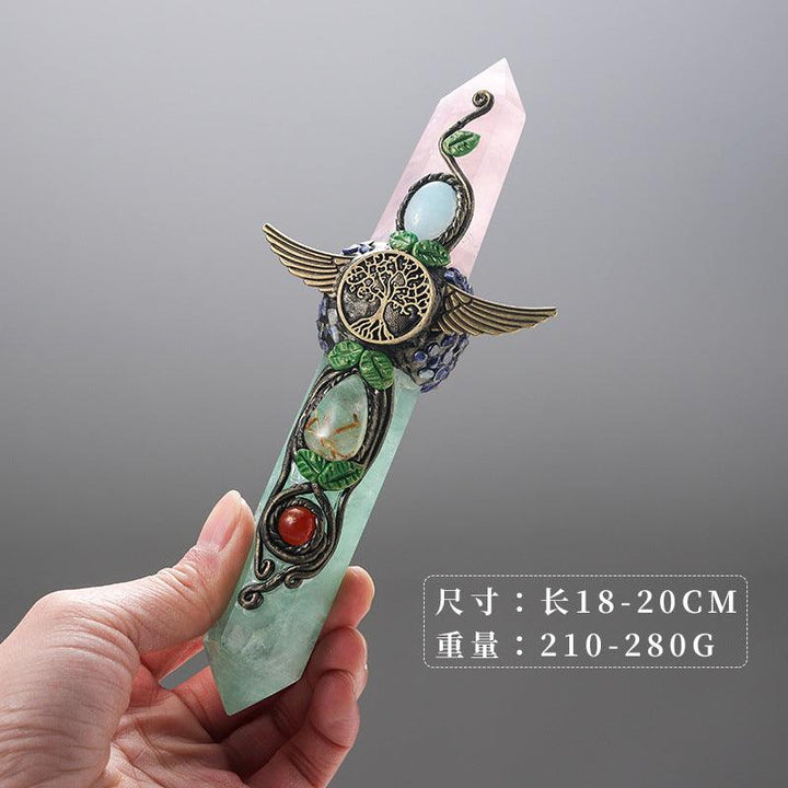 dual tip crystal wand with double colored crystal tower