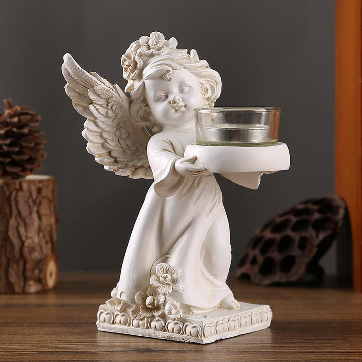 european vintage resin angel candle holder ornament on the table