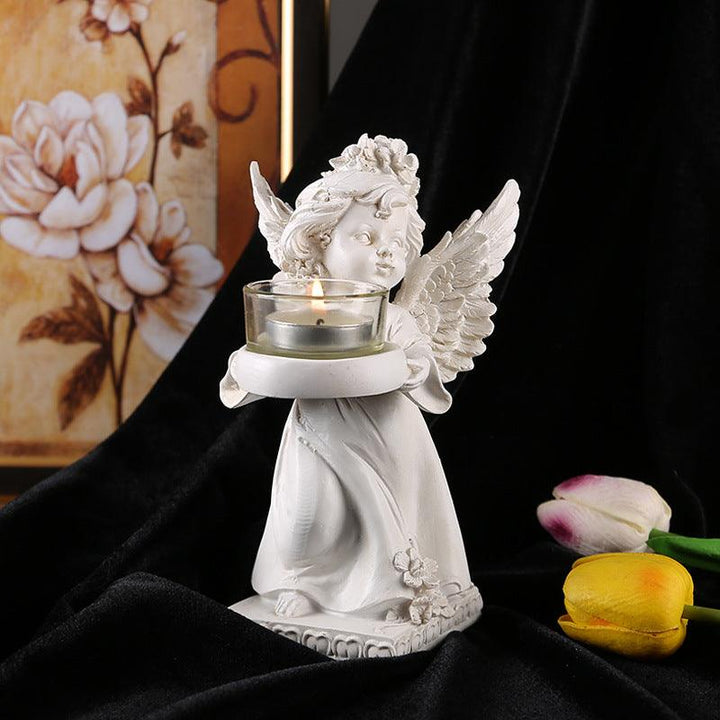 european vintage resin angel candle holder ornament on the table