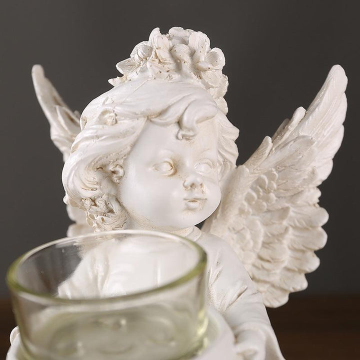 details of european vintage resin angel candle holder ornament