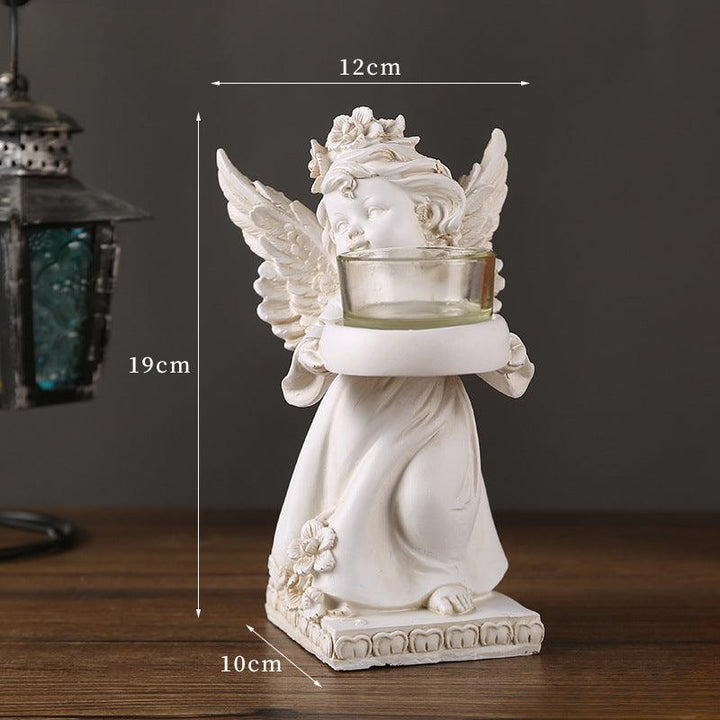size of european vintage resin angel candle holder ornament