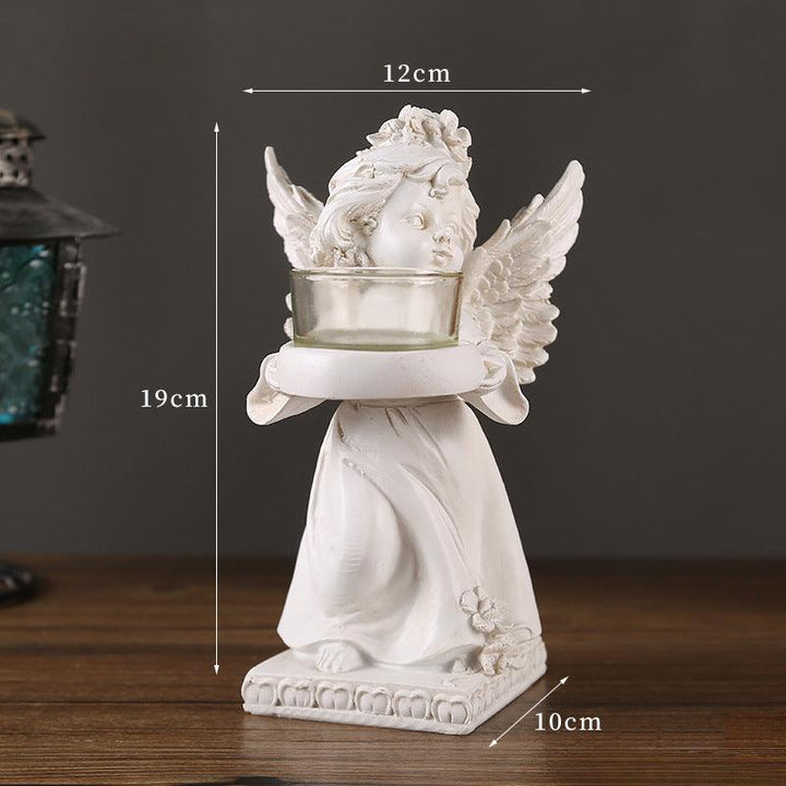 size of european vintage resin angel candle holder ornament