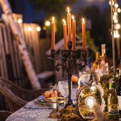 five heads american country romantic iron candlestick on the table