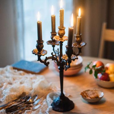 five heads american country romantic iron candlestick on the table
