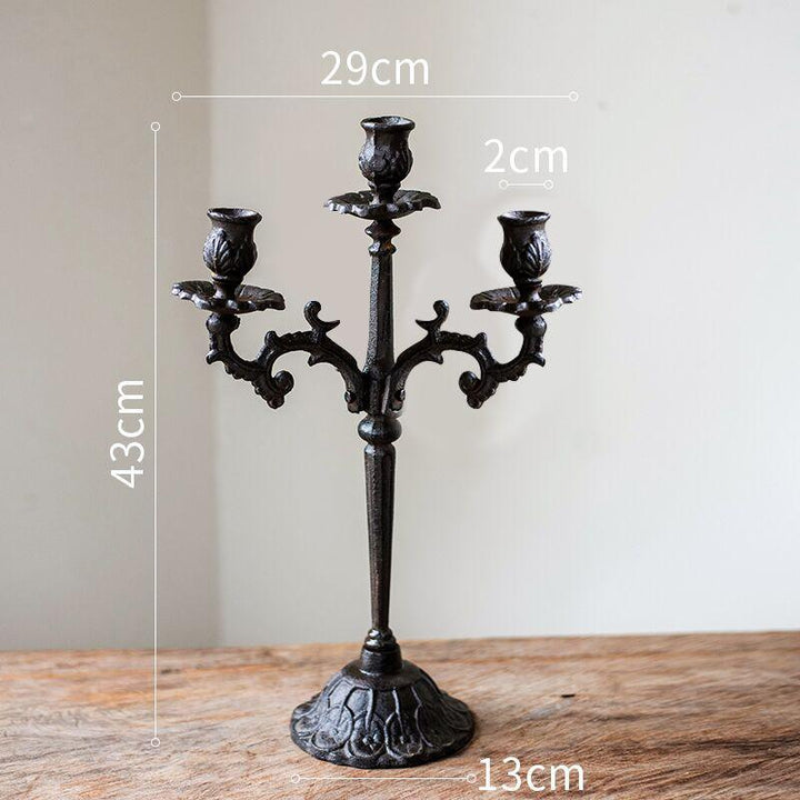 size of three heads american country romantic iron candlestick