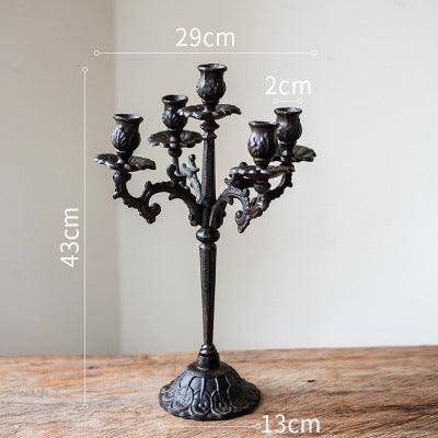 size of five heads american country romantic iron candlestick