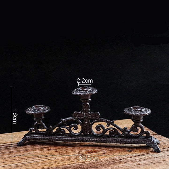 three heads american country romantic iron candlestick