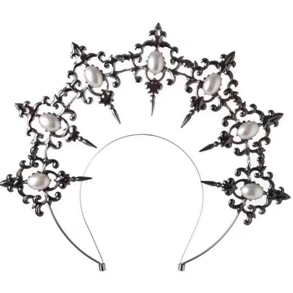 black gothic sun halo baroque crown hairband