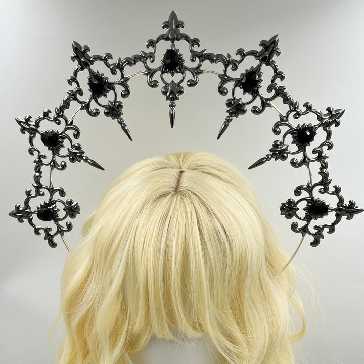 black gothic sun halo baroque crown hairband