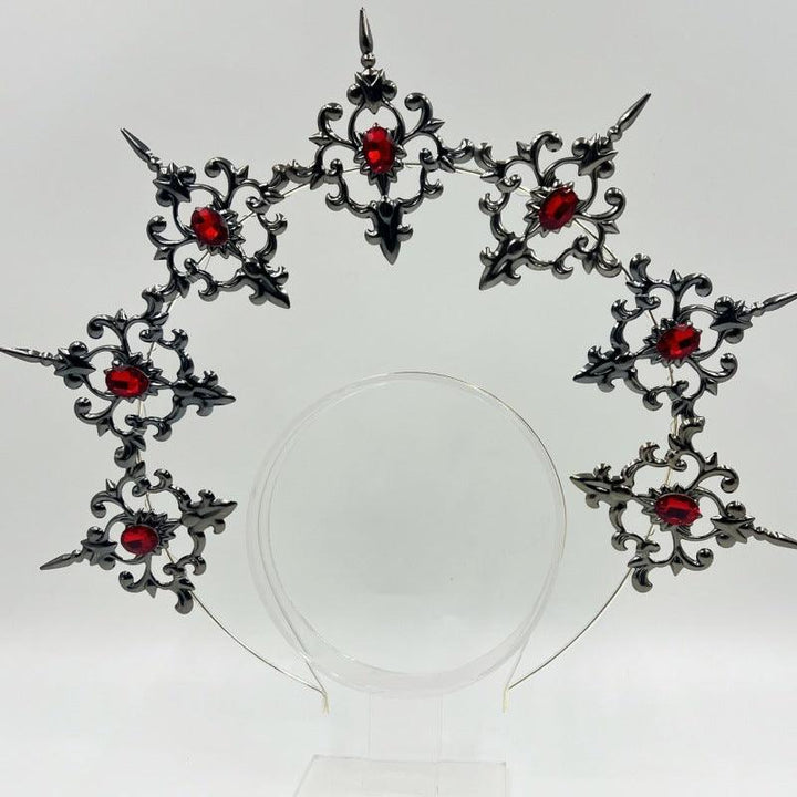 black and red gothic sun halo baroque crown hairband