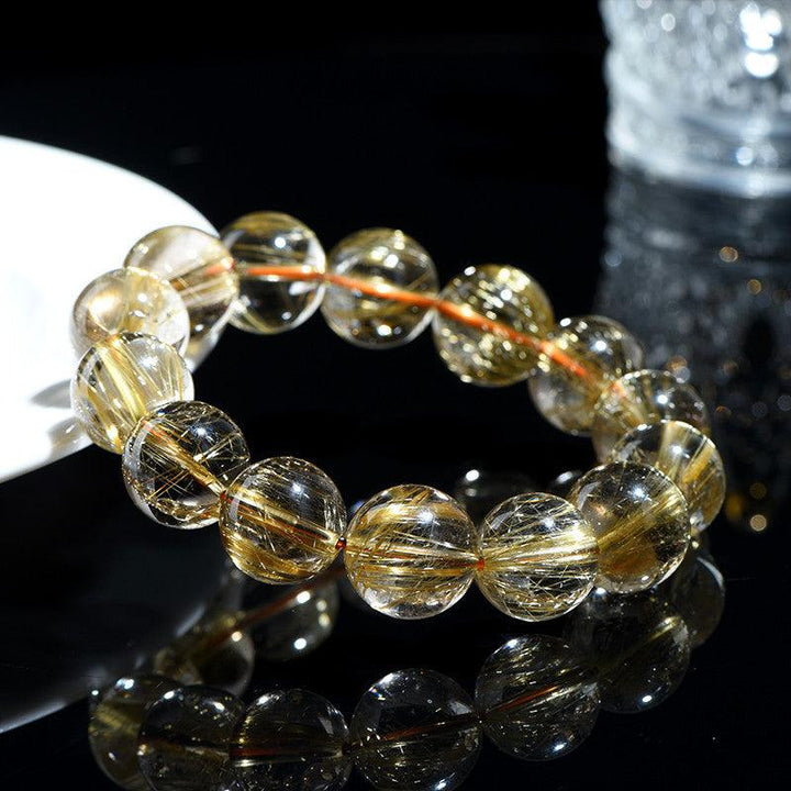 golden rutilated titanium quartz beads crystal bracelet