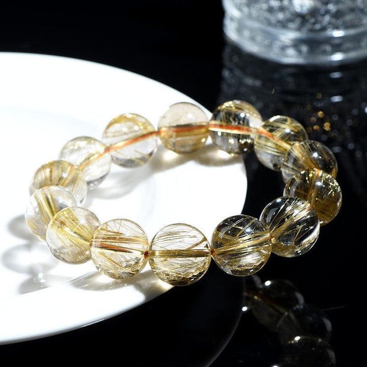 golden rutilated titanium quartz beads crystal bracelet