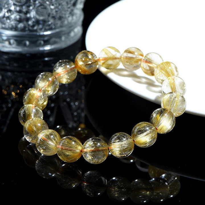 golden rutilated titanium quartz beads crystal bracelet