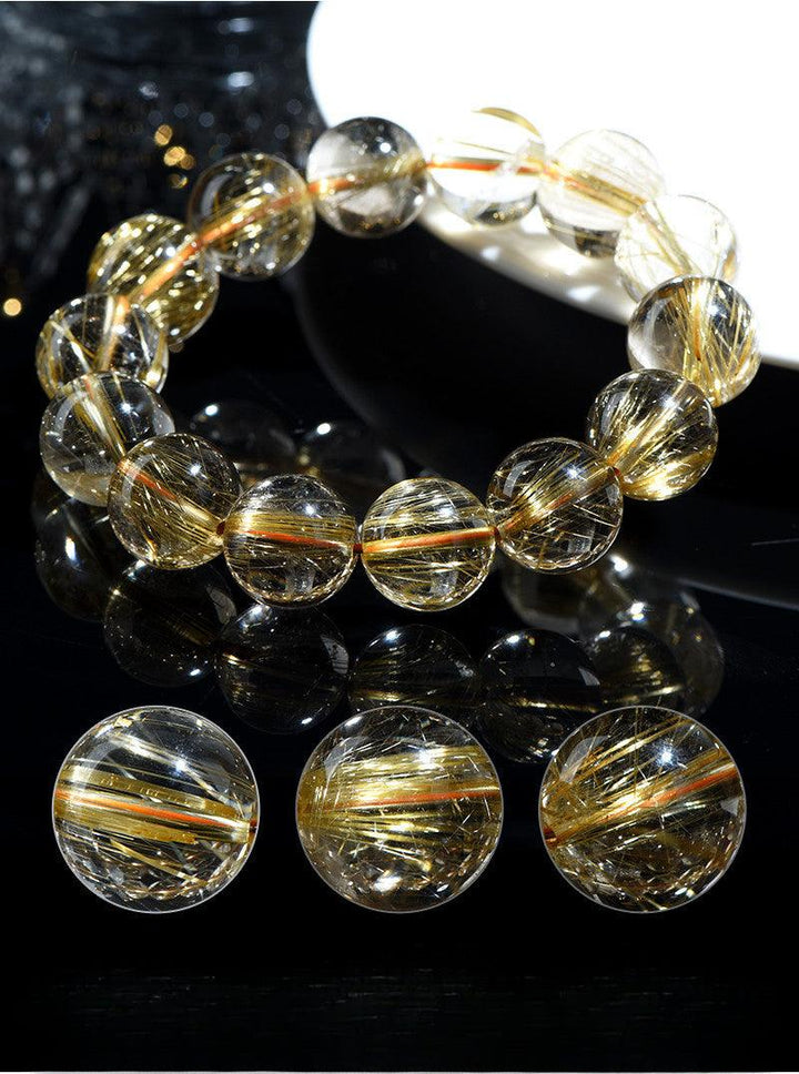golden rutilated titanium quartz beads crystal bracelet