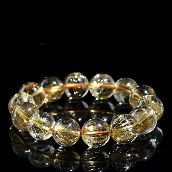 golden rutilated titanium quartz beads crystal bracelet
