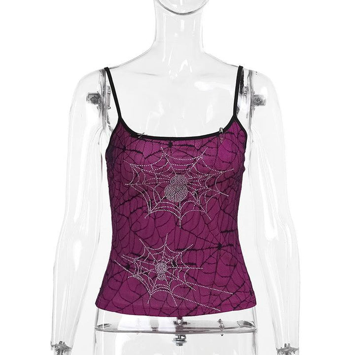 details of a gothic athleisure rose stretch double layer cami top