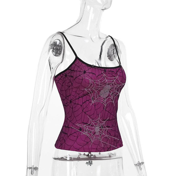 details of a gothic athleisure rose stretch double layer cami top