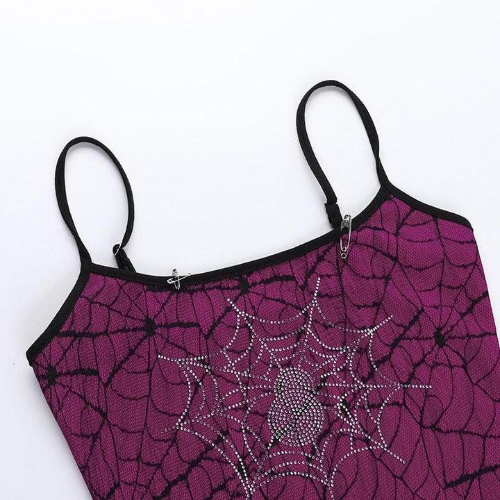 details of a gothic athleisure rose stretch double layer cami top