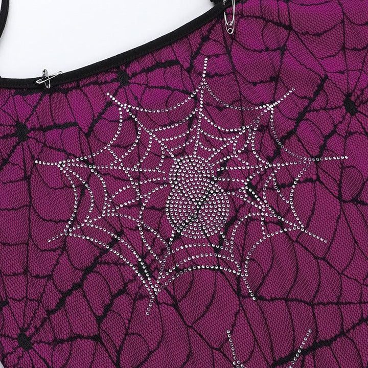 details of a gothic athleisure rose stretch double layer cami top