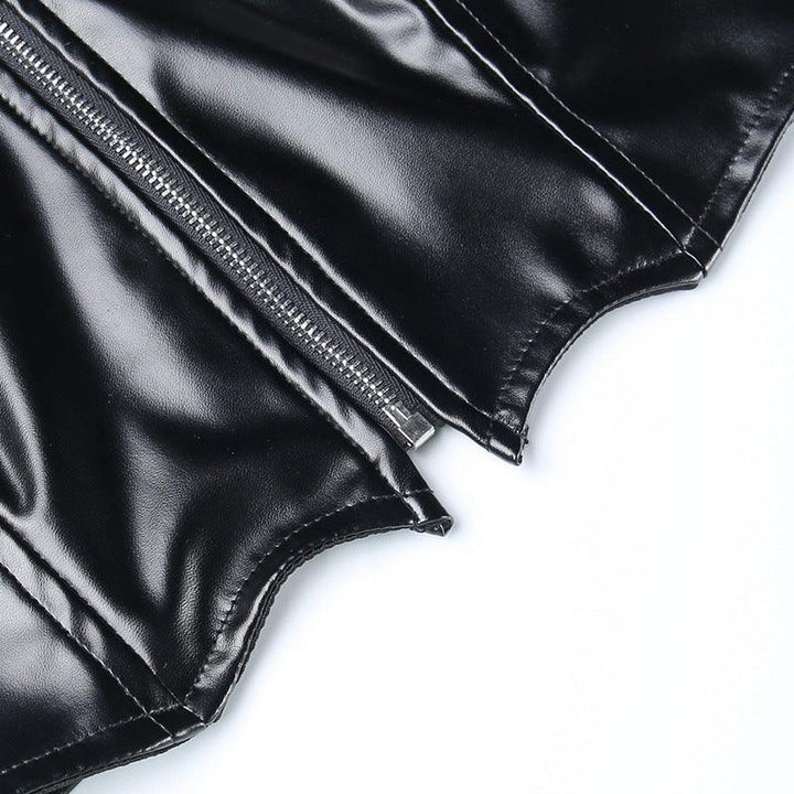 details of a gothic bat shape pu leather sexy sleeveless top vest