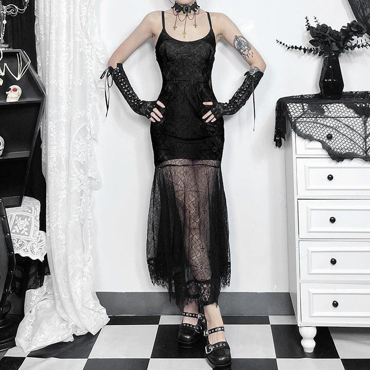a gothic black punk lace dress