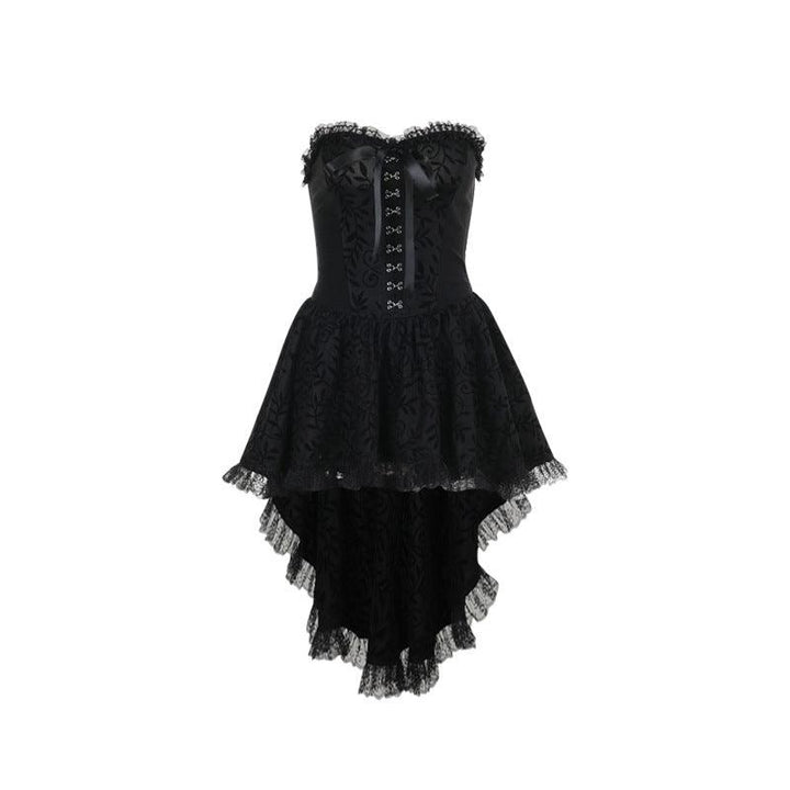 gothic black lace corset sleeveless dress