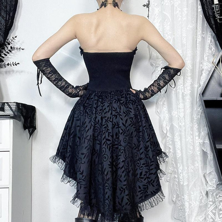 gothic black lace corset sleeveless dress