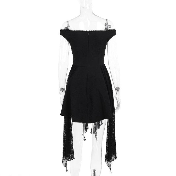 details of gothic black lace sleeveless long dress