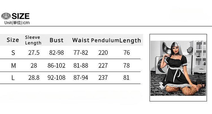 the size chart of gothic sexy bubble sleeve princess dress